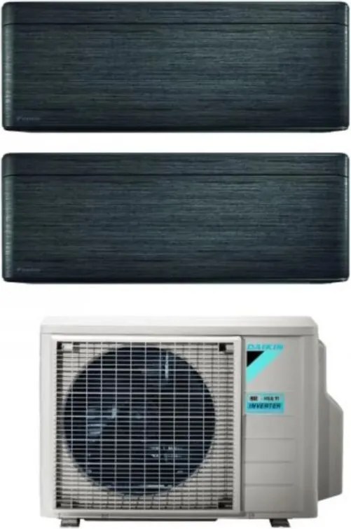 climatizzatore condizionatore daikin bluevolution dual split inverter serie stylish real blackwood 9+15 con 2mxm50a r-32 wi-fi integrato 9000+15000