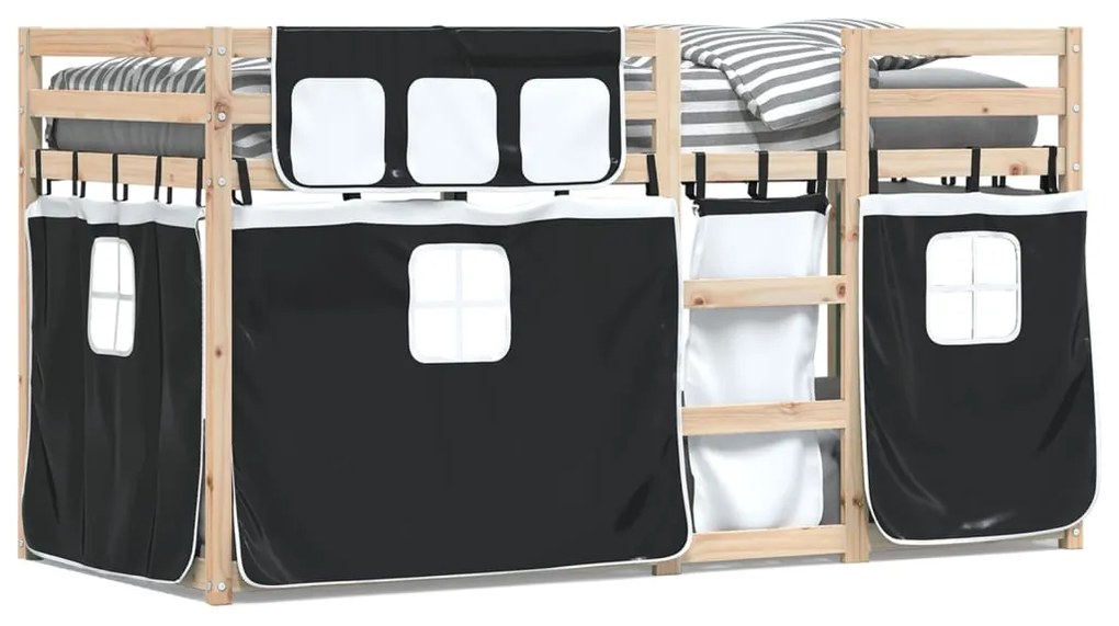 Letto A Castello Senza Materasso Bianco E Nero 80x200cm İn Pino /
