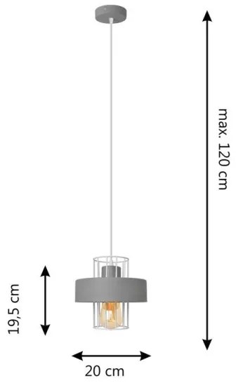 Lampadario a sospensione con filo VOLTA 1xE27/15W/230V grigio