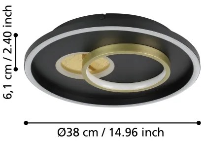 Eglo 901244 - Plafoniera LED TIRIOLO LED/14W/230V+LED/8,5W nero/oro
