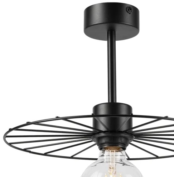 Lampadario a sospensione con supporto rigido MONTANA 1xE27/15W/230V diametro 30 cm nero