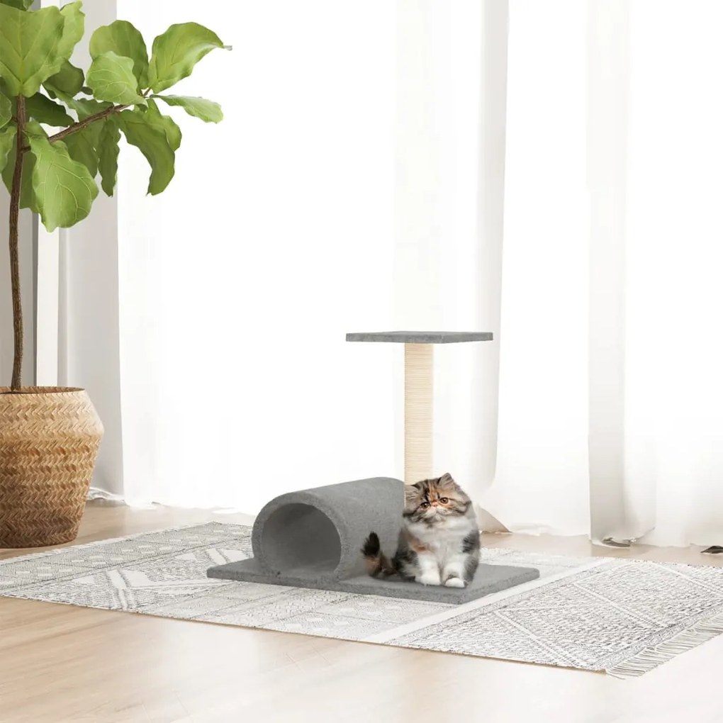Palo Tiragraffi Per Gatti Con Tunnel Grigio Chiaro 60x34,5x50cm /