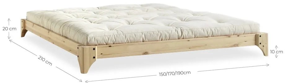 Letto matrimoniale in legno di pino con griglia 160x200 cm Elan - Karup Design