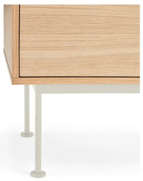 Cassettiera TV bianco crema con impiallacciatura in rovere Yoko - Teulat