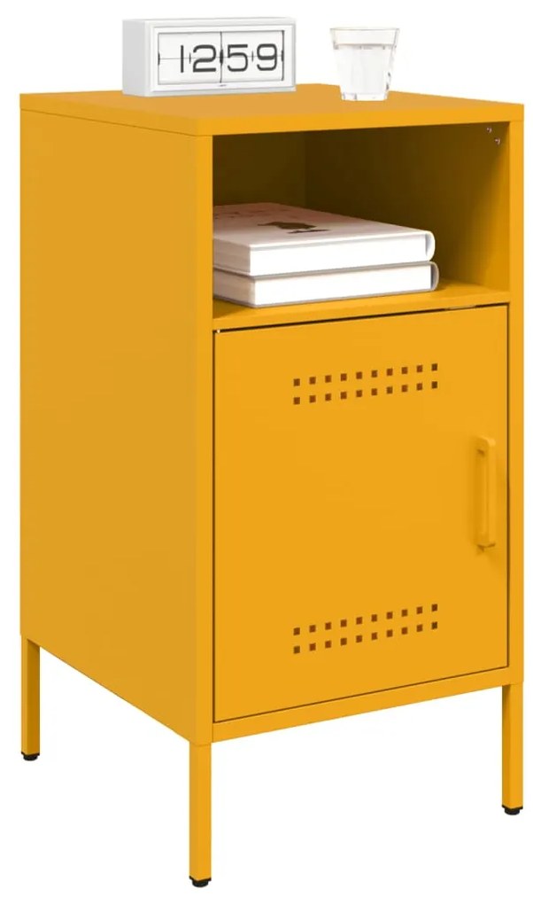 Comodini 2pz giallo senape 36x39x68cm acciaio laminato a freddo