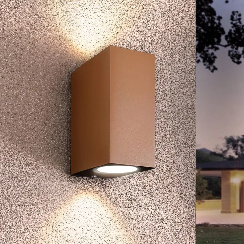 Applique Quadrata Bidirezionale IP65 - GU10 Mattone Corten