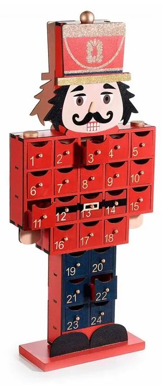 Calendario dell'Avvento in Legno "Schiaccianoci" con Cappello e