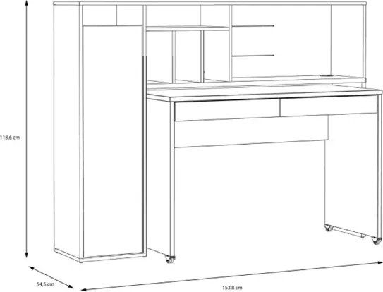 Scrivania Salvaspazio Estraibile Con Anta Laterale 154 Cm Drox Rovere E Grigio Scuro