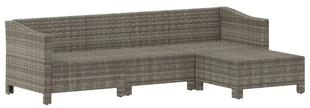 Set divani da giardino 4 pz con cuscini in polyrattan grigio