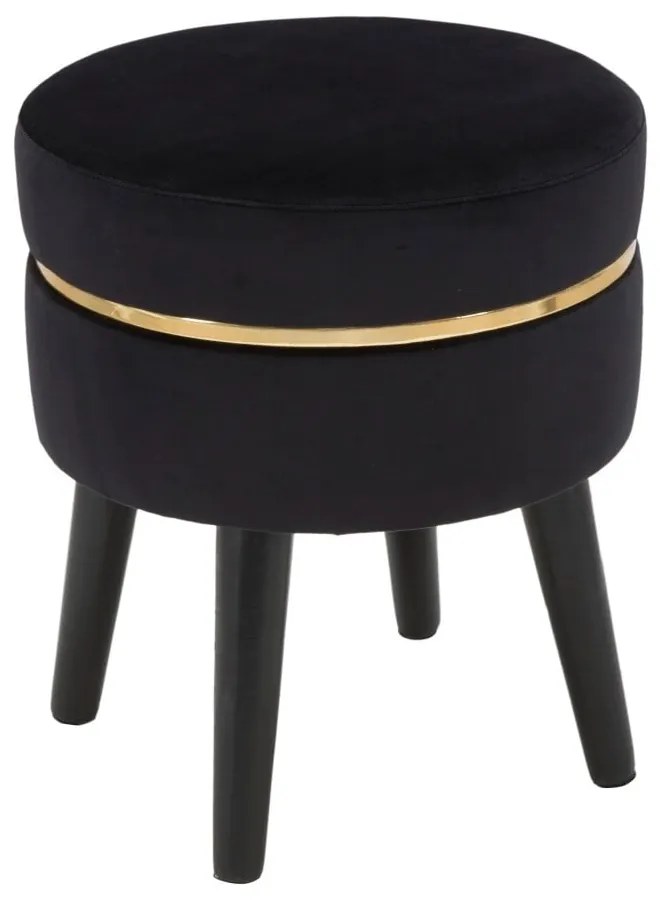 Sgabello imbottito nero Paris, ⌀ 35 cm - Mauro Ferretti