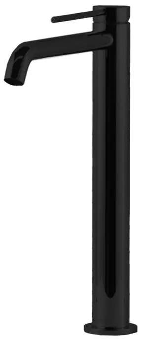 Rubinetto per lavabo Circle two nero Opaco GATTONI RUBINETTERIA a canna alta getto laminare cristallino H 30 cm