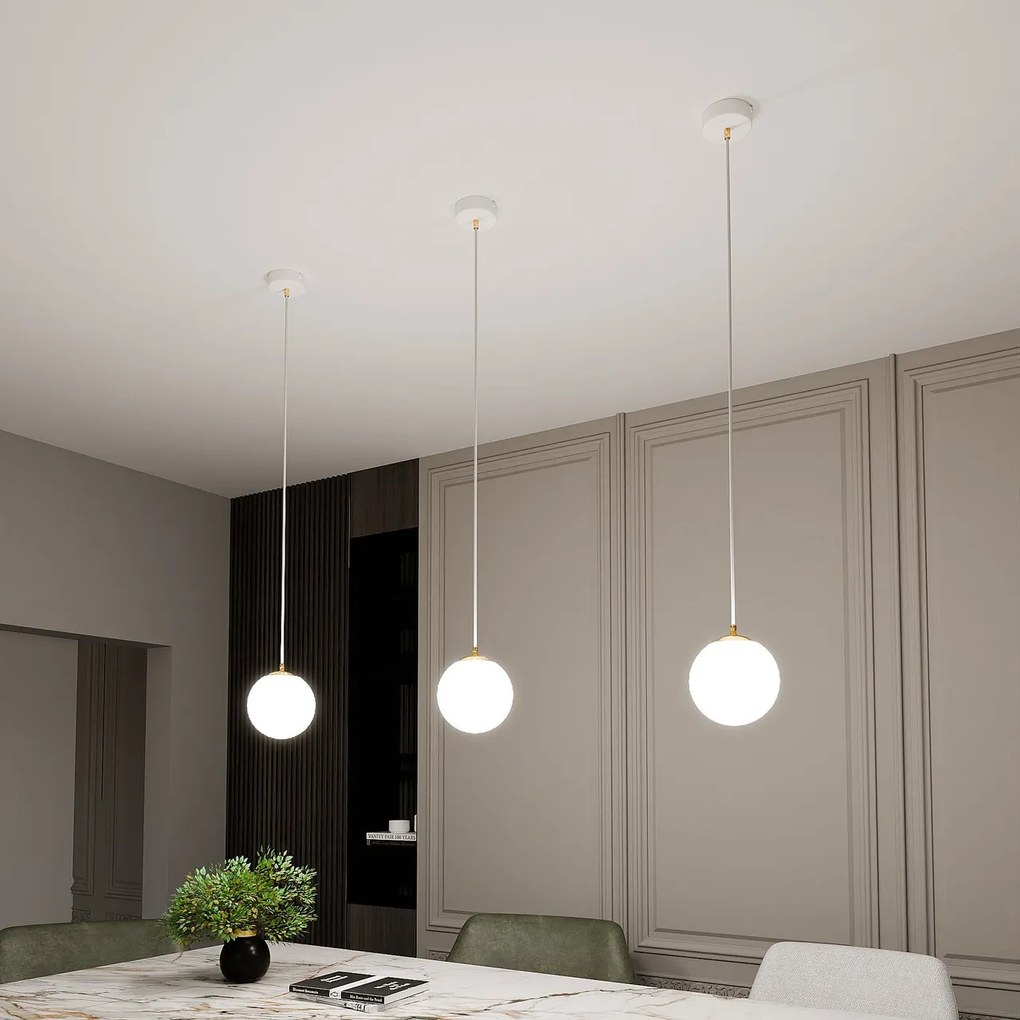Lampadario a Sospensione in Acciaio ROYAL 1 Nero/Bianco e Oro E14
