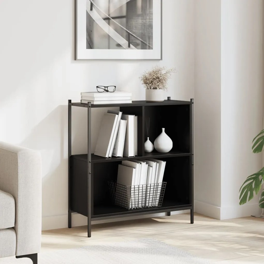 Libreria nera 72x28x77,5 cm in legno multistrato