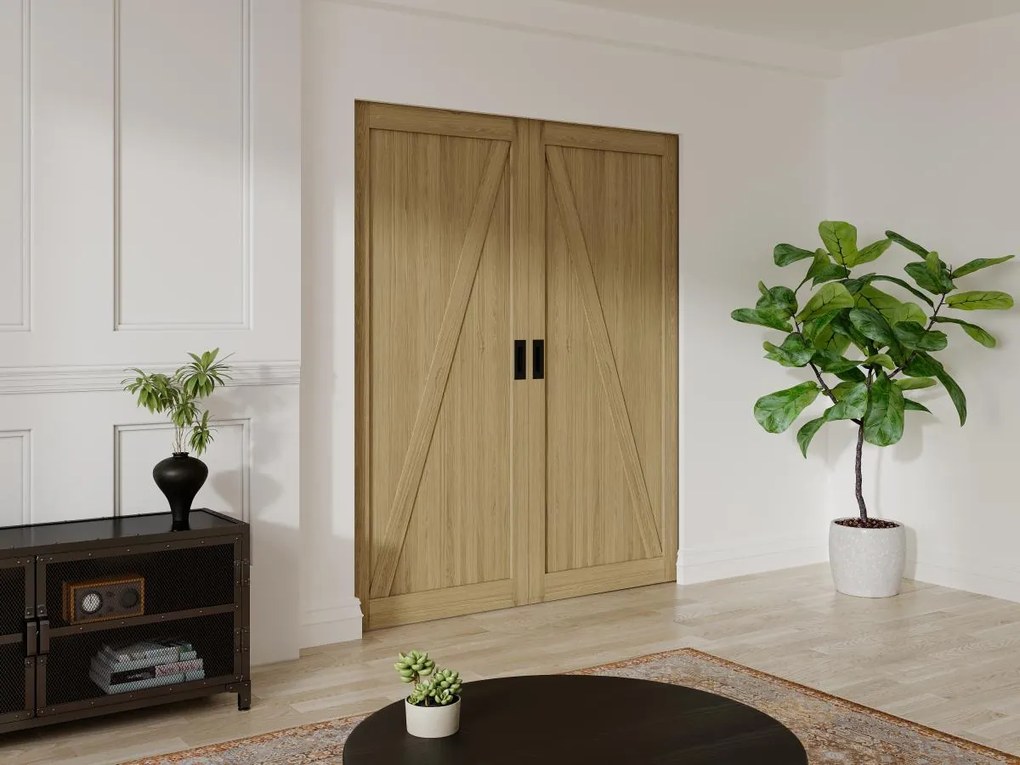 Porta scorrevole doppia con sistema a incasso 2 x H205 x L63 cm in Legno e MDF Naturale chiaro - BALERMA