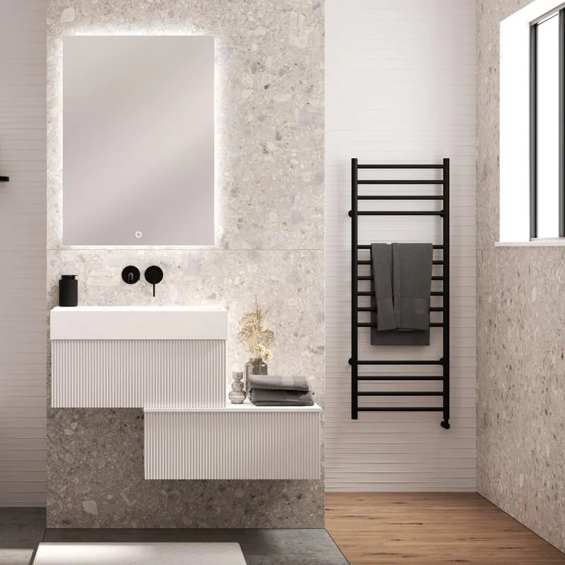 Mobile da bagno sospeso sotto lavabo Modula di BADEN HAUS L 70 x H 25 x P 44 cm bianco cannettato opaco, 1 cassetto
