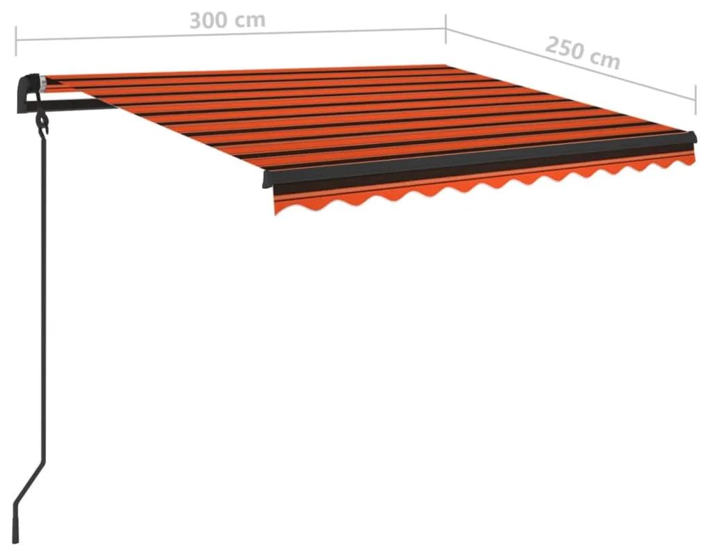 Tenda da Sole Retrattile Manuale LED 3x2,5cm Arancio Marrone