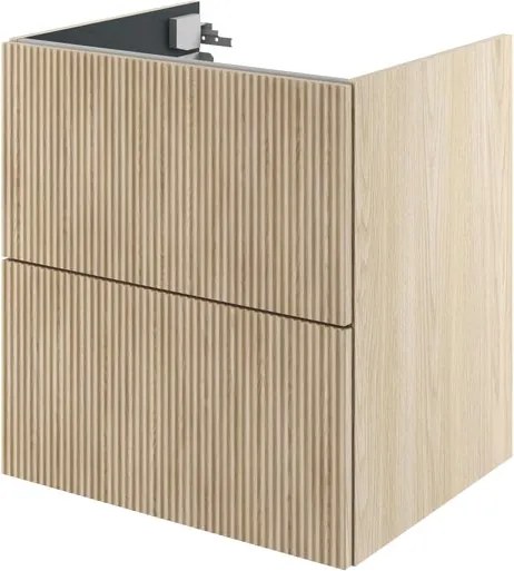 Mobile da bagno sottolavabo Neo Groove L60 X P48 X H70 due cassetti, rovere naturale cannettato