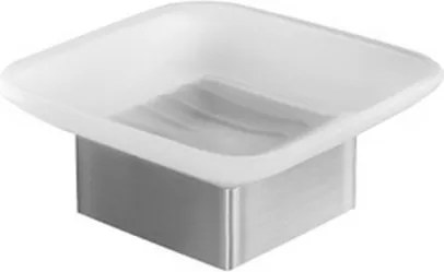 Kamalu - Portasapone quadrato vetro e acciaio inox satinato| CLODE-S