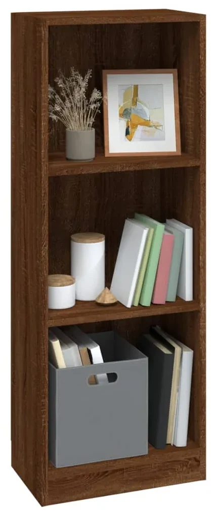 Libreria 3 ripiani rovere marrone 40x24x109cm legno multistrato