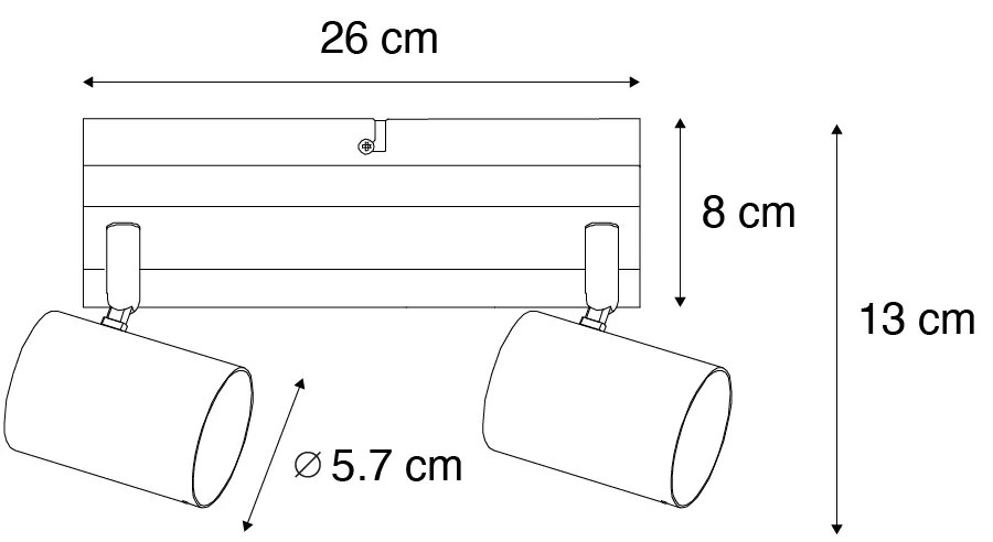 Plafoniera nera con legno 2 luci orientabile rettangolare - Jeana