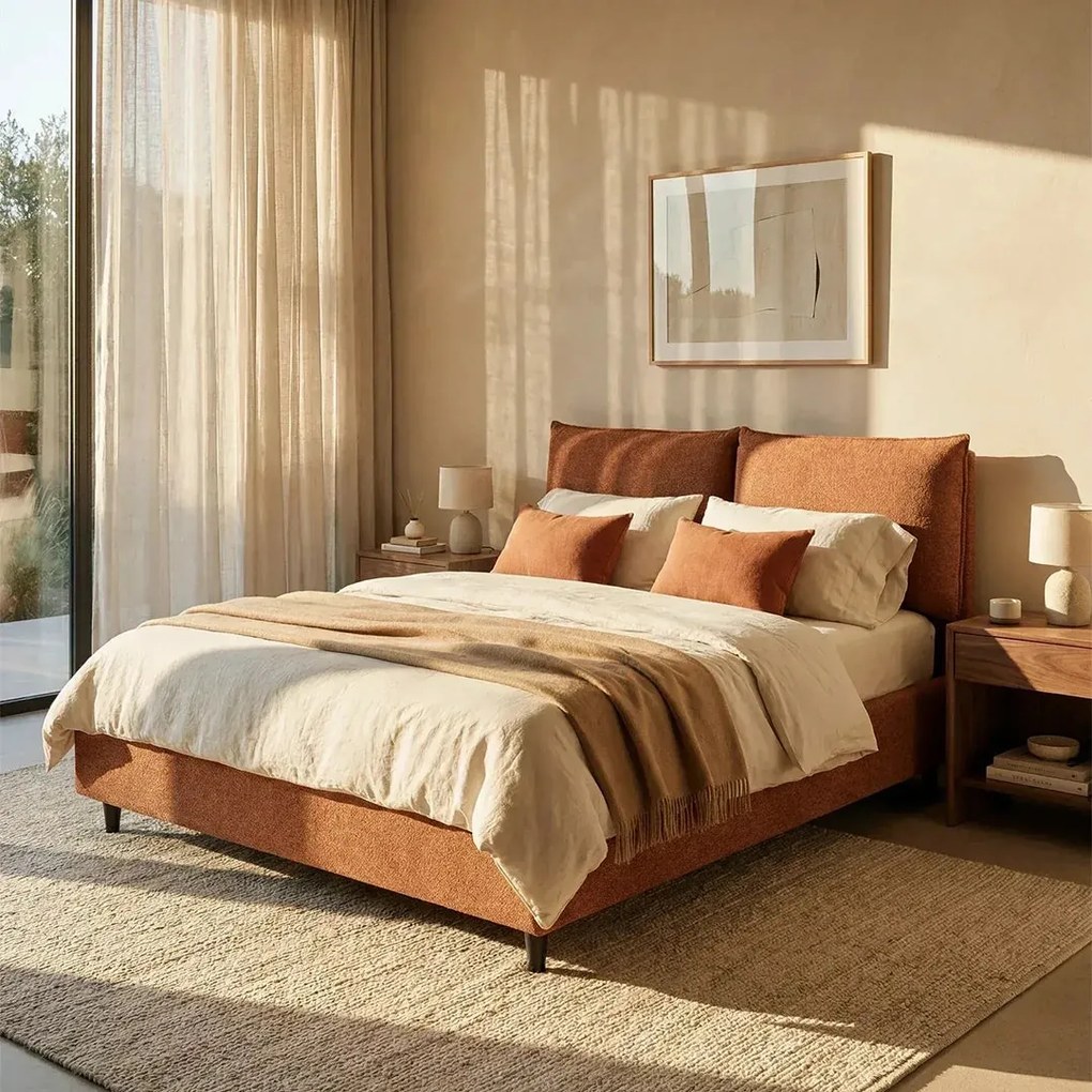 ZAYRON letto imbottito con vano contenitore e morbidi cuscini regolabili - design moderno in tessuto certificato Oeko-Tex®