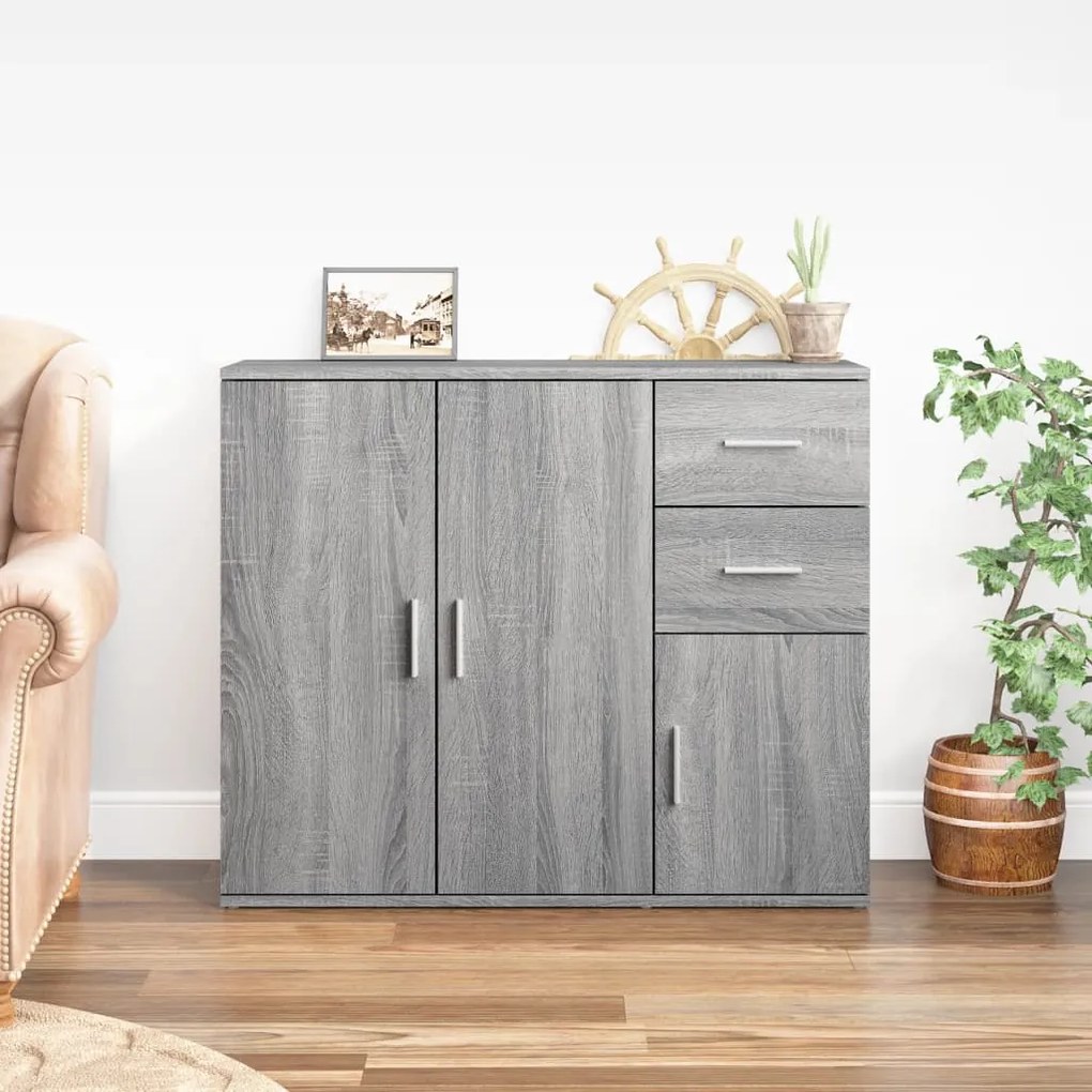 Credenza grigio sonoma 91x29,5x75 cm in legno multistrato