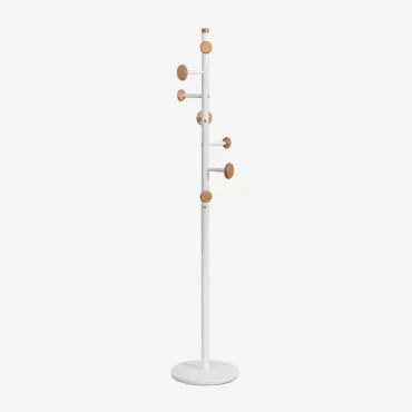 Appendiabiti Da Terra In Legno Di Faggio E Marmo Tibalt Bianco - Sklum