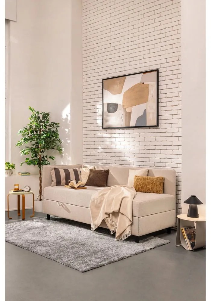 Letto singolo imbottito beige con contenitore con materasso incluso 120x200 cm Avela – Bonami Selection