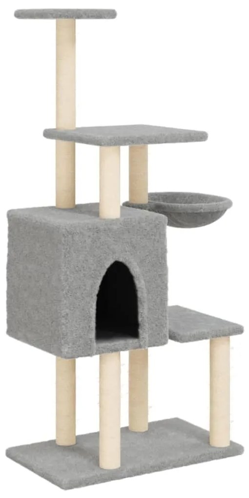 Albero per gatti con tiragraffi in sisal grigio chiaro 131 cm