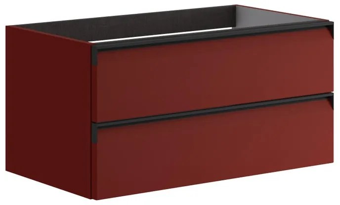 Mobile da bagno sotto lavabo Fusion bordeaux laccato opaco L 79.5 x H 40 x P 45.5 cm 2 cassetti, lavabo non incluso