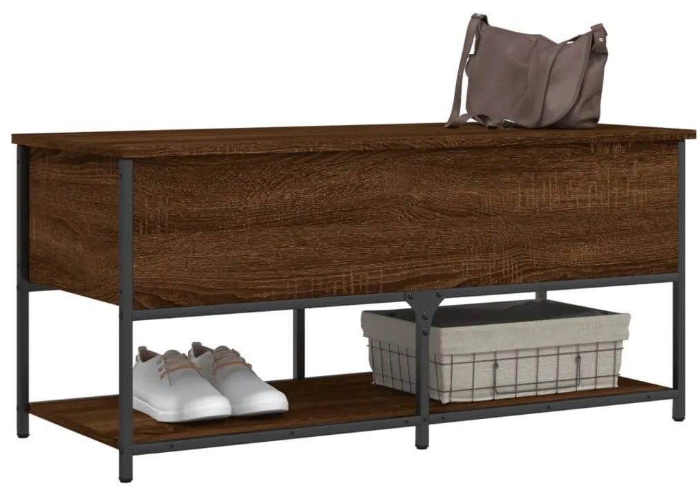 Panca portaoggetti rovere marrone 100x42,5x47 legno multistrato