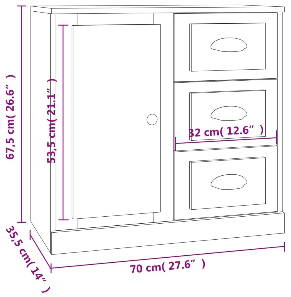 Credenze 2 pz Bianche in Legno Multistrato