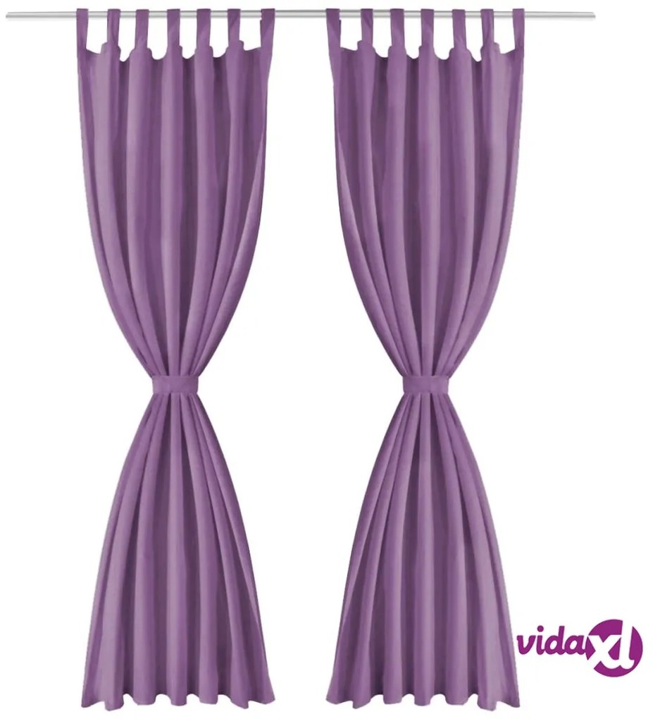 vidaXL 2 Pz Tende in Micro Raso con Passanti 140x245 cm Lilla