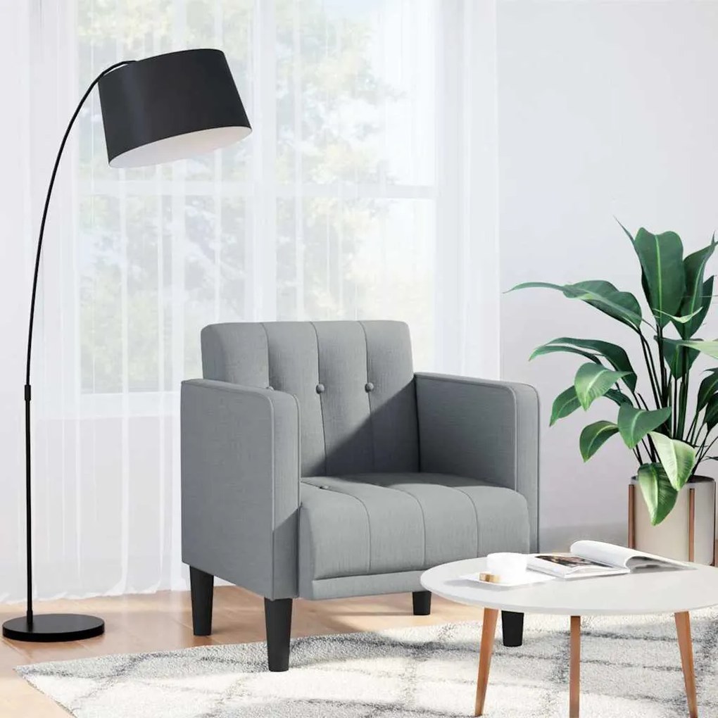 Divano Sedia Con Braccioli Grigio Chiaro 53 Cm İn Tessuto /