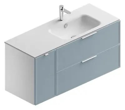 Mobile sottolavabo e lavabo Quadra bianco-cielo in mdf L 120 x H 57 x P 46 cm 1 vasca, 1 anta 2 cassetti