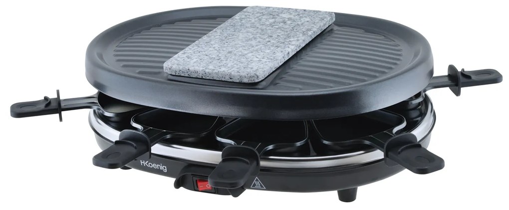 Raclette 8 persone con grill e pietra in granito H.Koenig