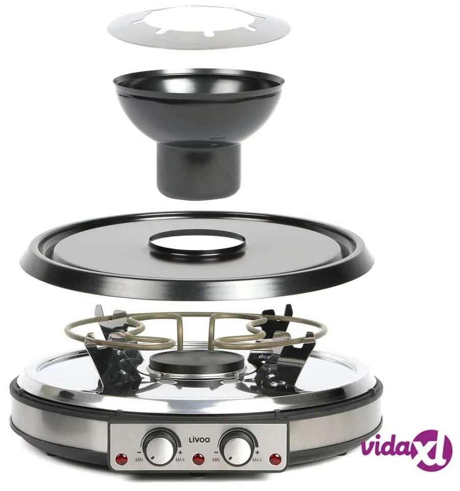 Livoo Set Griglia Raclette e Fonduta 3 in 1 8 Persone 1900 W Nero