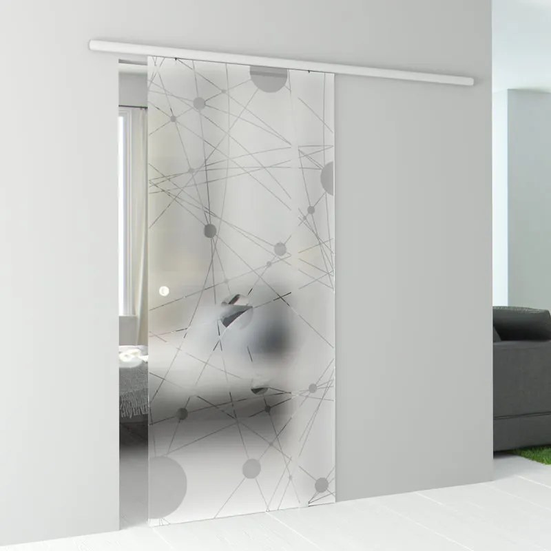 Porta scorrevole reversibile Euclide in alluminio trasparente, L 76 x H 215 cm, con binario Atena