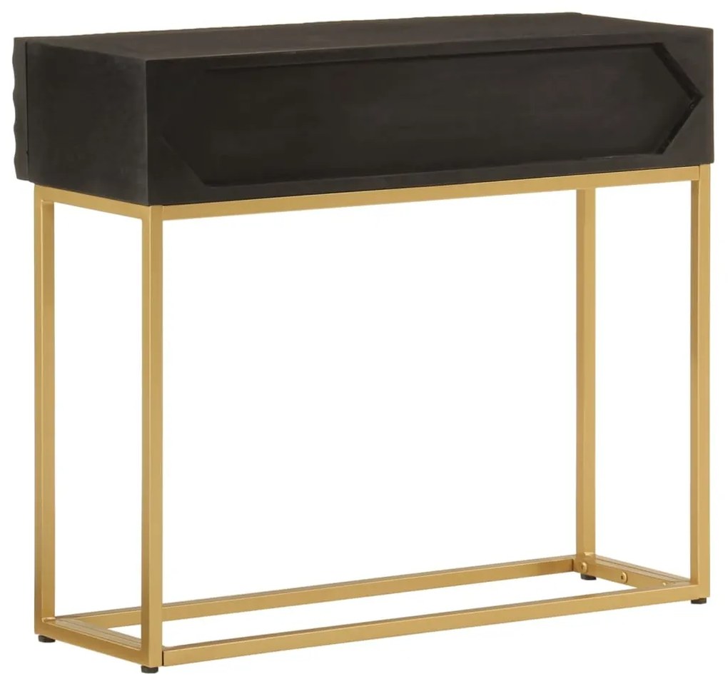 Tavolo consolle nero 90x30x76cm legno massello di mango e ferro