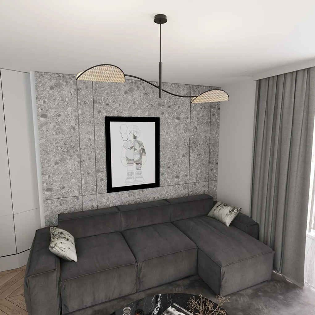 Plafoniera Moderna Ares Acciaio Nero 2 Luci E14 Ip20