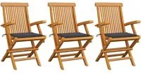 Sedie da Giardino con Cuscini Antracite 3 pz Massello di Teak cod mxl 6180