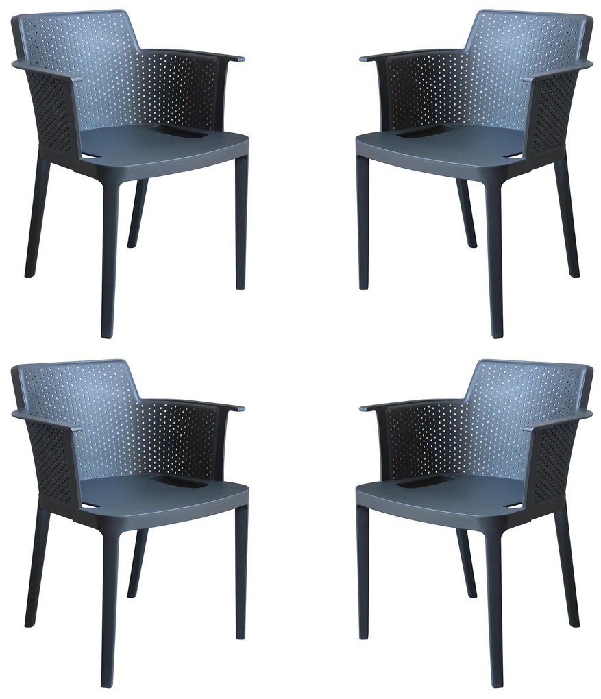 MAKKA - poltrona da esterno ed interno in plastica set da 4