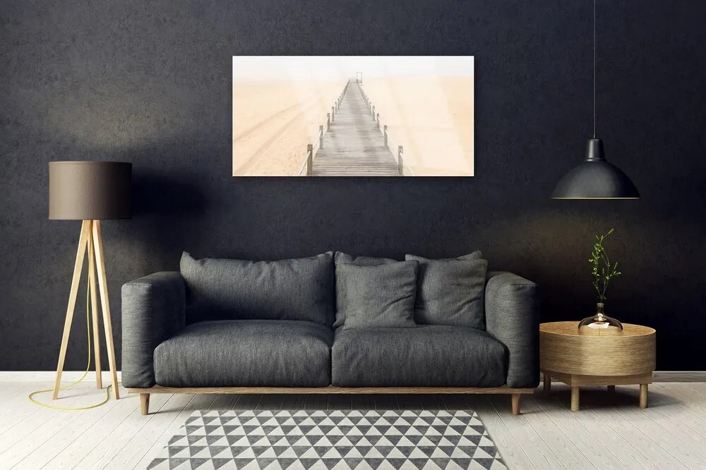 Quadro in vetro Architettura del ponte di sabbia 100x50 cm 2 appendini