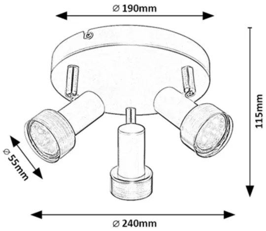 Rabalux 73013 - Plafoniera KONRAD 3xGU10/50W/230V