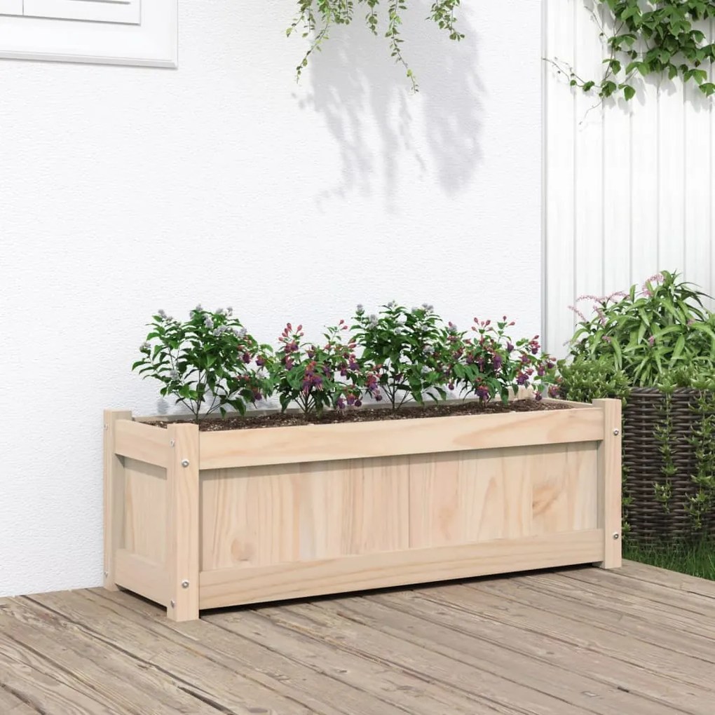 Fioriera Da Giardino 90x31x31 Cm İn Legno Massello Di Pino /