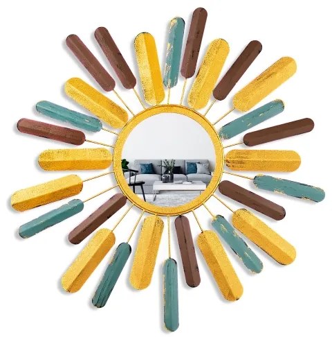 Specchio da parete SOLE diametro 75 cm giallo