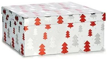 Set di Scatole Decorative Albero di Natale Natale Rosso Argentato Bianco Cartone