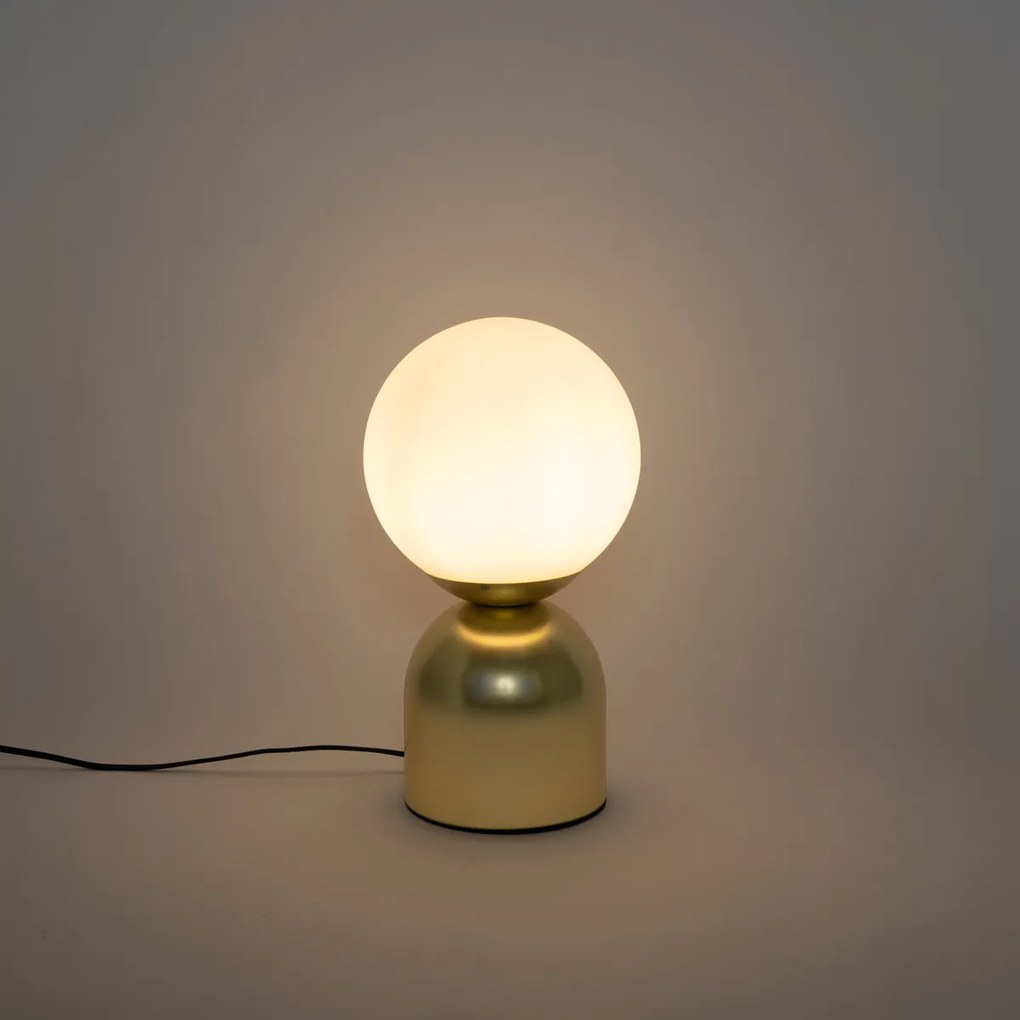 Lampada da tavolo Pallon Trend oro con vetro opalino