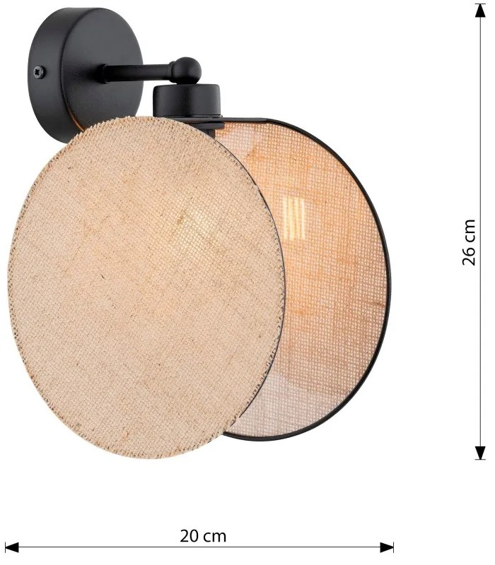 Applique da Parete in Acciaio e Tessuto MOTIF K1 E27 Colore del corpo Rattan
