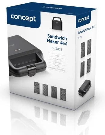Concept SV3055 - Macchina per i panini 4in1 700W/230V nero